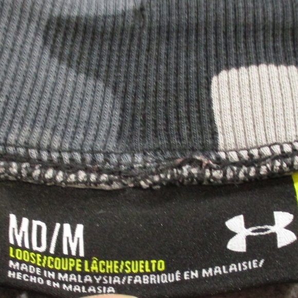 Under Armour Shorts Men's Medium Camo Black Gray Fleece Sweat Loose Fit Athletic - Picture 4 of 6
